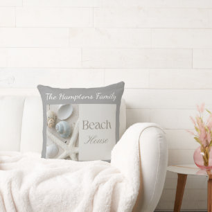 Personalized Coastal Seashell Gift for Beach House Throw Pillow