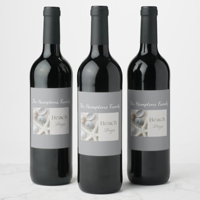 Personalized Coastal Seashell Gift for Beach House Wine Label (Bottles)