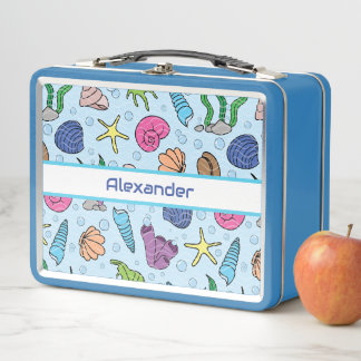 Personalized Coastal Seashell Metal Lunch Box