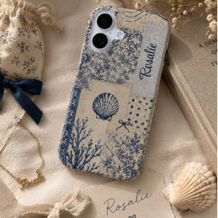 Personalized Coastal Seashell Patchwork iPhone 16 Case