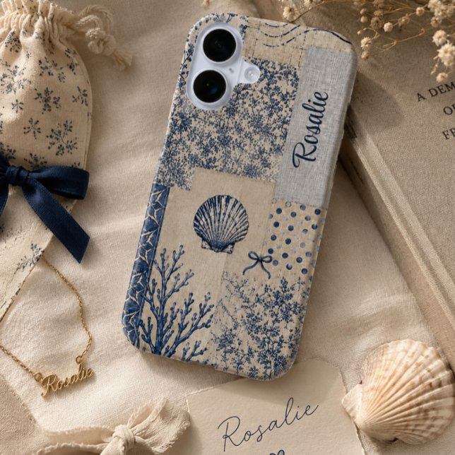  Personalized Coastal Seashell Patchwork  iPhone 16 Case (Creator Uploaded)