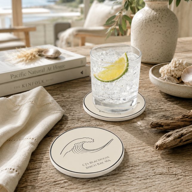 Personalized Coastal Wave Beach House Coaster (Creator Uploaded)