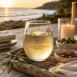 Personalized Coastal Wave Stemless Wine Glass