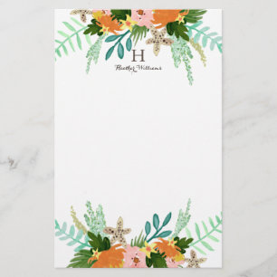 Personalized   Coastline Floral Stationery