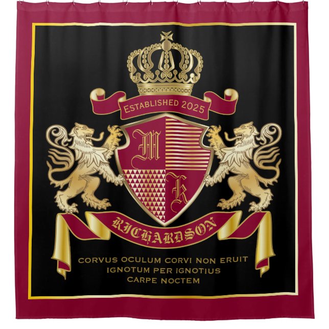 Personalized Coat of Arms Red Gold Lion Emblem (Front)