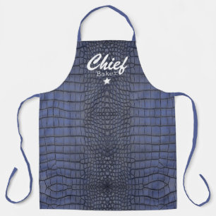 Personalized Cobalt Alligator Texture Print Apron