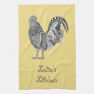 Personalized Cock-a-doodle Rooster Kitchen Towel