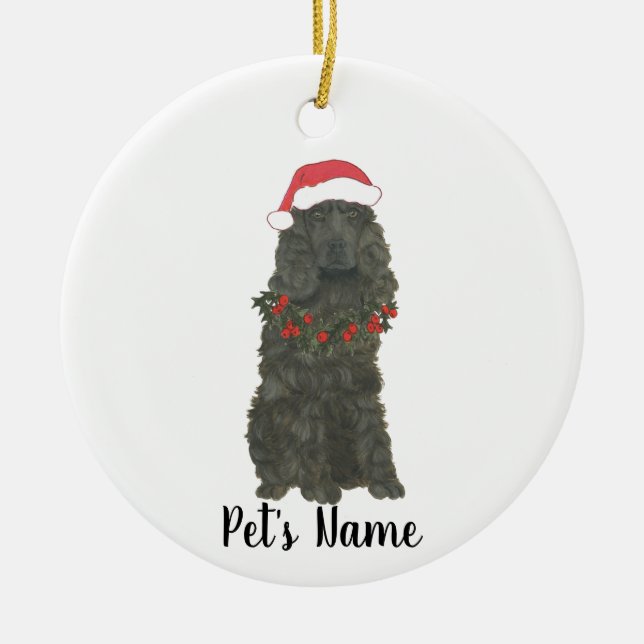 Personalized Cocker Spaniel (Black) Ceramic Ornament (Front)