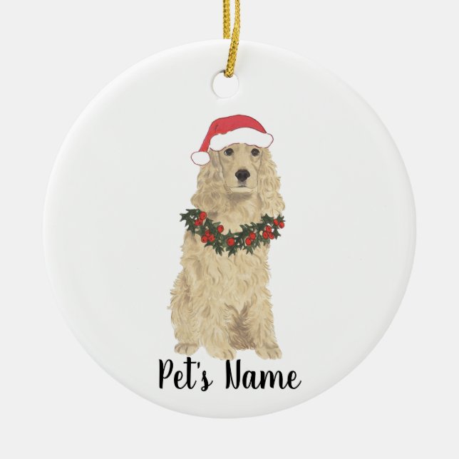 Personalized Cocker Spaniel (Blonde Tan Golden) Ceramic Ornament (Front)