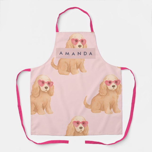 Personalized Cocker Spaniel Dog with Glasses Apron (Front)