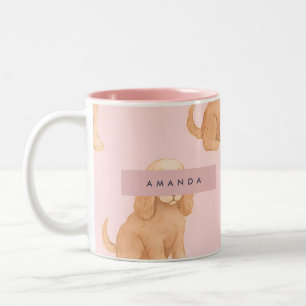 Personalized Cocker Spaniel Dog with Glasses Two-Tone Coffee Mug