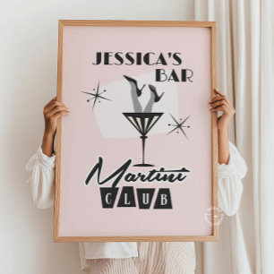 Personalized Cocktail Martini Bar Retro Poster