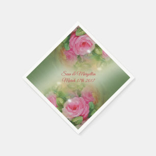 Personalized cocktail napkins vintage roses