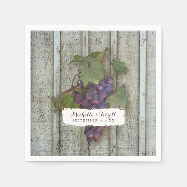 Personalized Cocktail Party Decor Wine Grape Theme Napkin (Front)