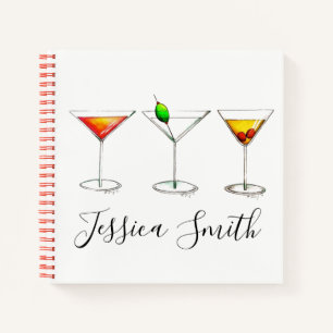 Personalized Cocktail Party Drinks Cosmo Martini Notebook