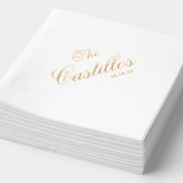 Personalized Cocktail Wedding Foil Napkins (Detail)