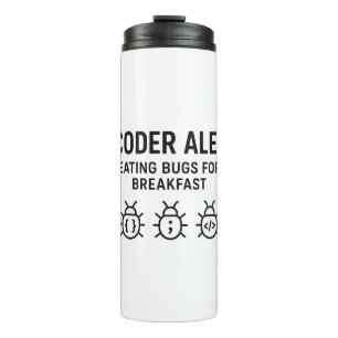Personalized Coder Thermal Tumbler – Eating Bugs 