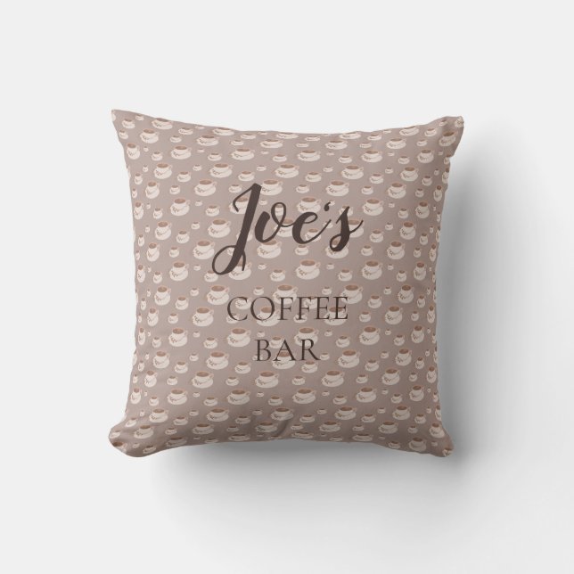 Personalized Coffee Bar Station Throw Pillow (Front)