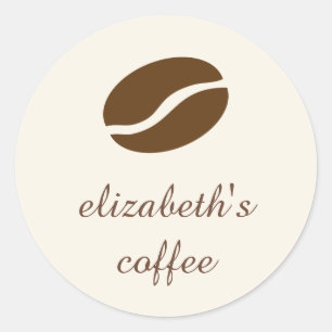 Personalized coffee bean classic round sticker