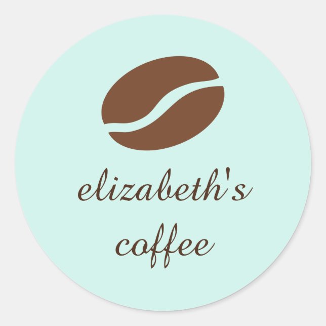 Personalized coffee bean classic round sticker (Front)