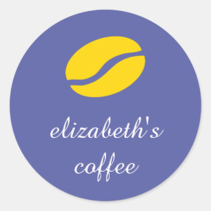 Personalized coffee bean classic round sticker