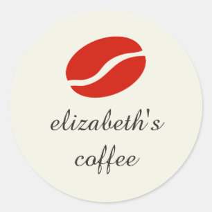 Personalized coffee bean classic round sticker