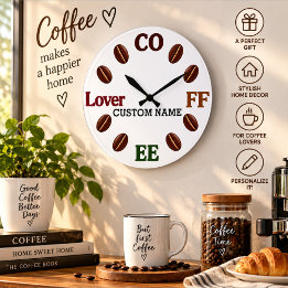 Personalized Coffee Bean Wall Clock Gift