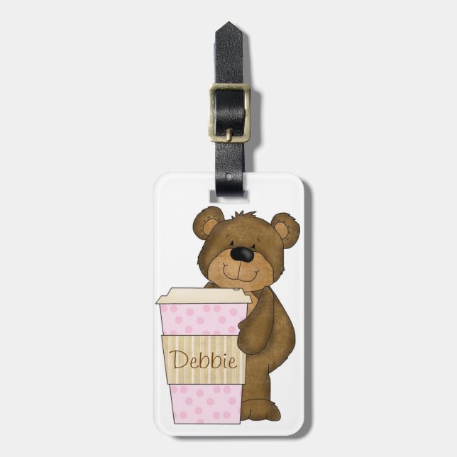 Personalized Coffee Bear LUGGAGE TAG (Front Vertical)