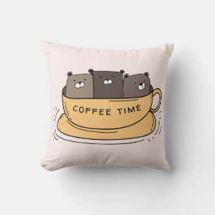 Personalized Coffee Bears Throw Pillow