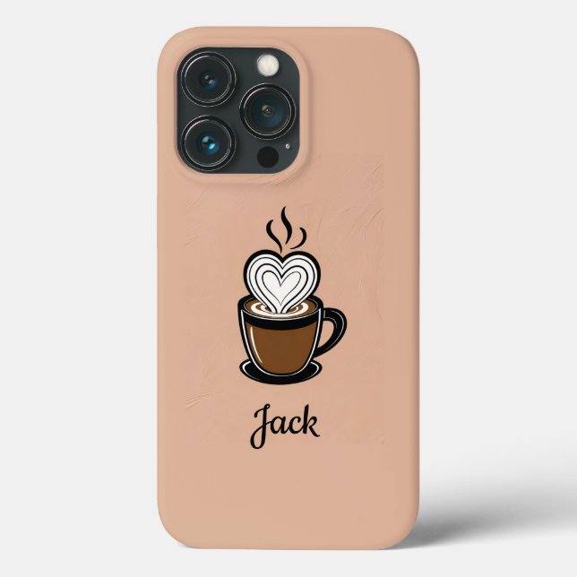 Personalized Coffee Cup with Heart Foam Case-Mate iPhone Case (Back)