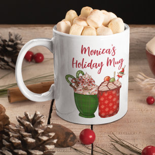Personalized Coffee Espresso Watercolor Christmas Mug