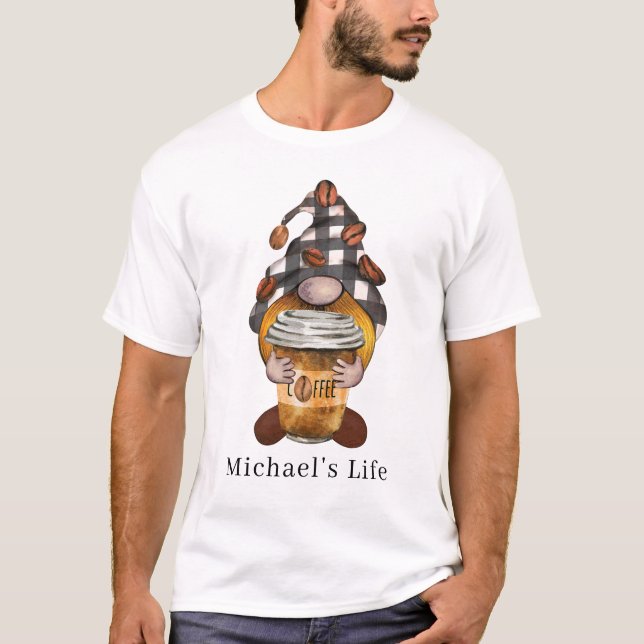 Personalized Coffee Gnome T-Shirt (Front)