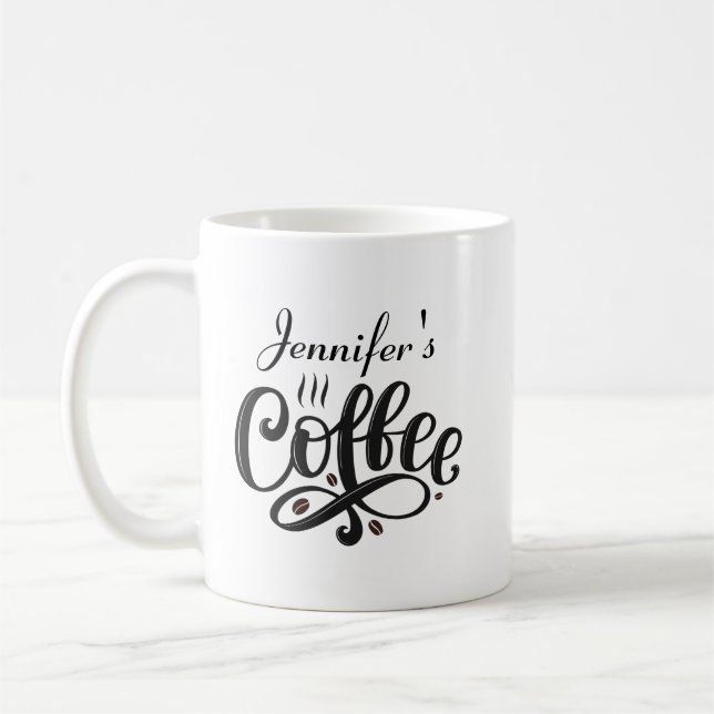 Personalized Coffee Mug, Custom Bistro Cup, Engrav Mug (Left)