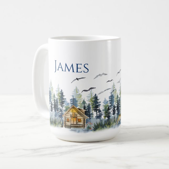 Personalized Coffee Mug Nordic Mountain Theme (Front Left)