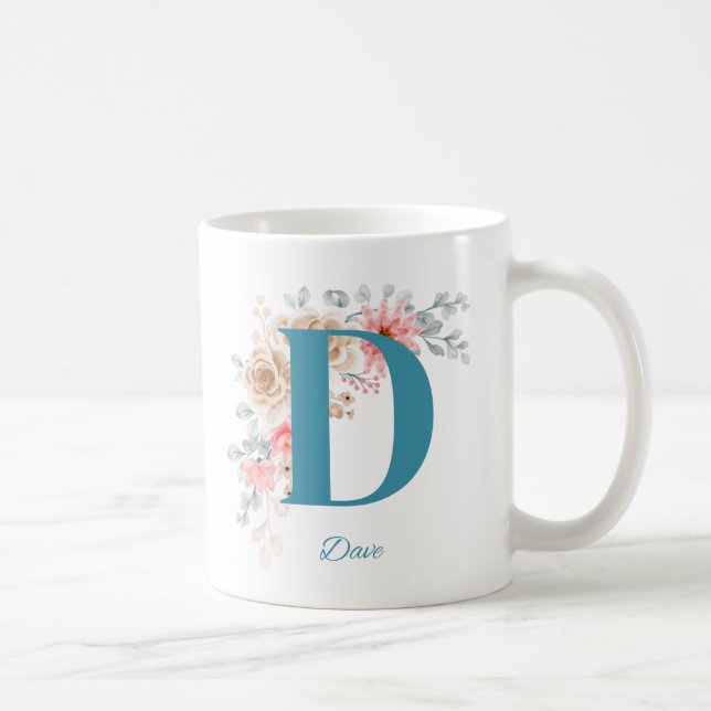 Personalized Coffee Mug with Name & Alphabet D (Right)