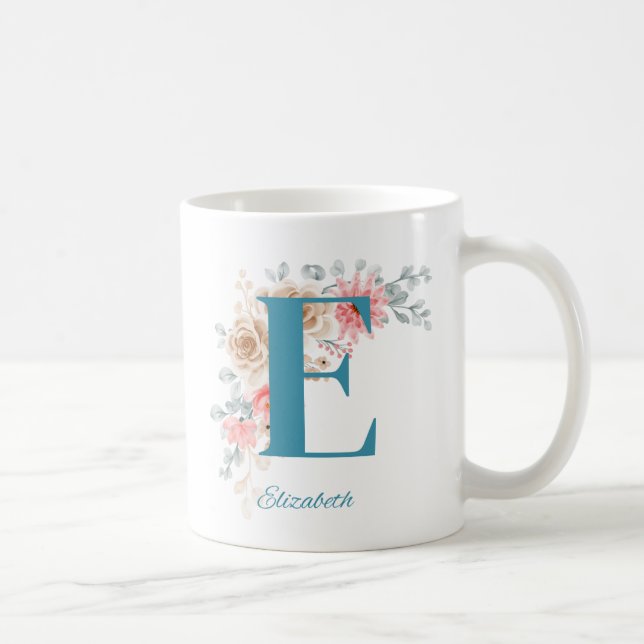 Personalized Coffee Mug with Name & Alphabet E (Right)
