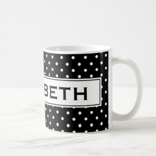 Personalized coffee mug with polka dots