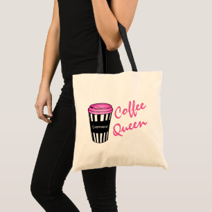 Personalized Coffee Queen Striped Cup Tote