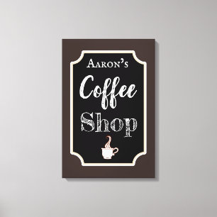 Personalized Coffee Shop Art Canvas Print