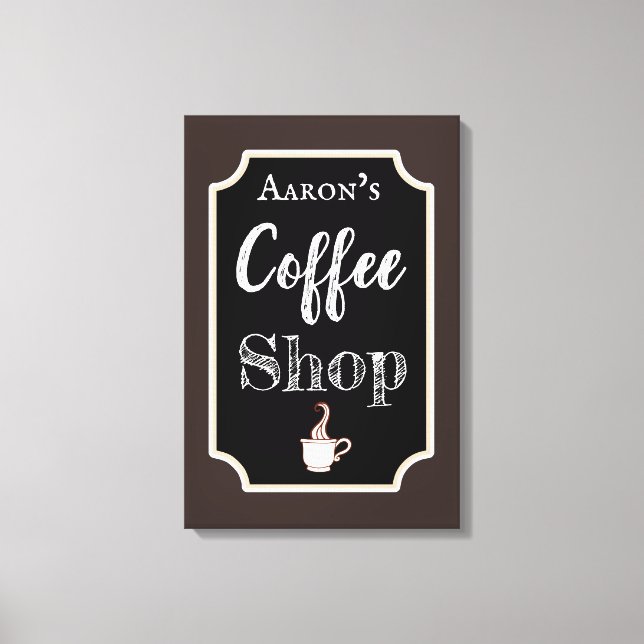 Personalized Coffee Shop Art Canvas Print (Front)