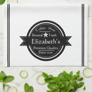 Personalized coffee shop logo  kitchen towel