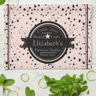 Personalized coffee shop logo  kitchen towel
