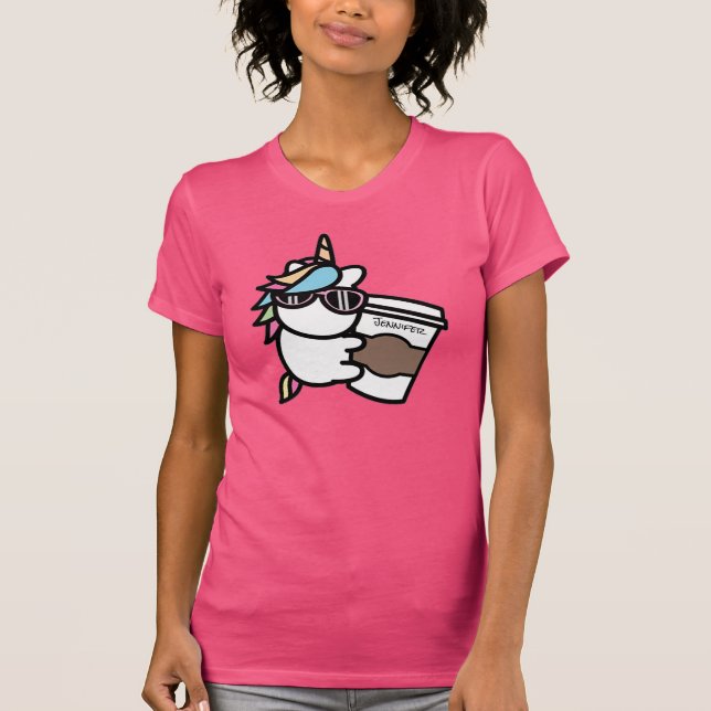 Personalized Coffee & Unicorn T-Shirt (Front)