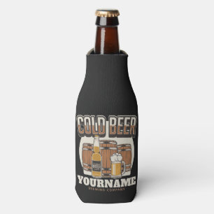 Personalized Cold Beer Oak Barrel Brewery Brewing Bottle Cooler
