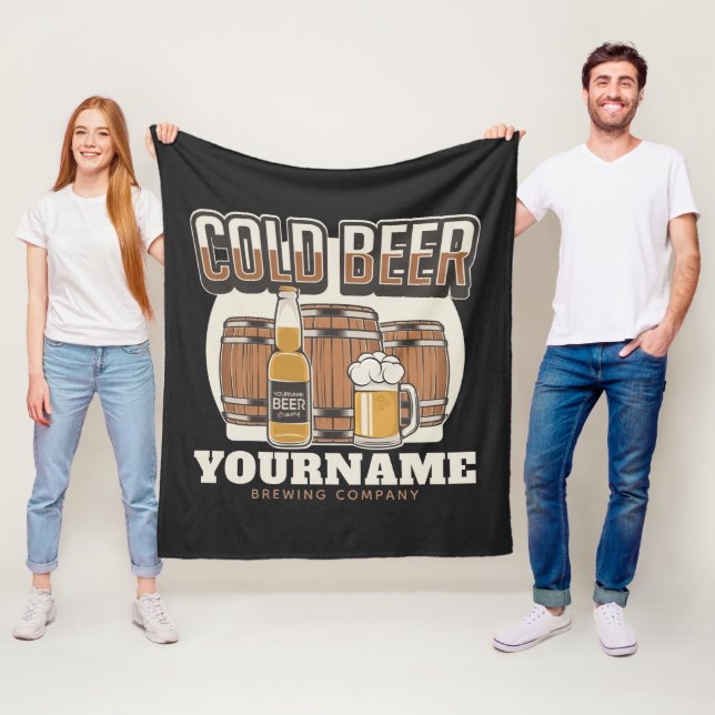 Personalized Cold Beer Oak Barrel Brewery Brewing  Fleece Blanket (In Situ)