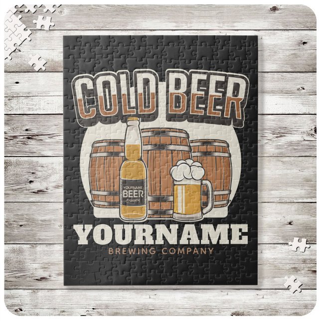 Personalized Cold Beer Oak Barrel Brewery Brewing  Jigsaw Puzzle (Creator Uploaded)