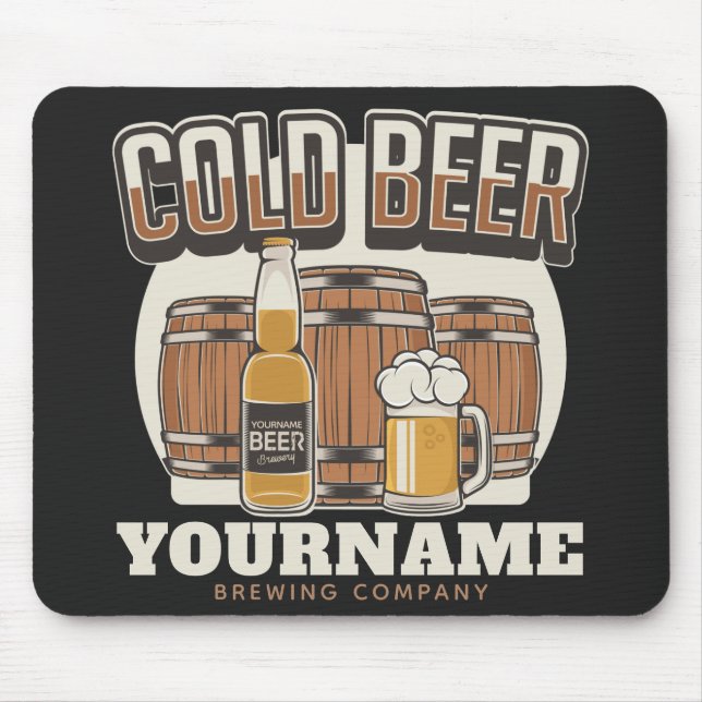 Personalized Cold Beer Oak Barrel Brewery Brewing  Mouse Pad (Front)