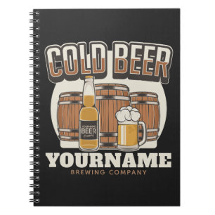 Personalized Cold Beer Oak Barrel Brewery Brewing Notebook