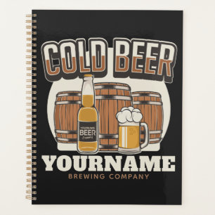 Personalized Cold Beer Oak Barrel Brewery Brewing Planner
