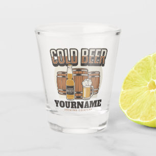 Personalized Cold Beer Oak Barrel Brewery Brewing Shot Glass